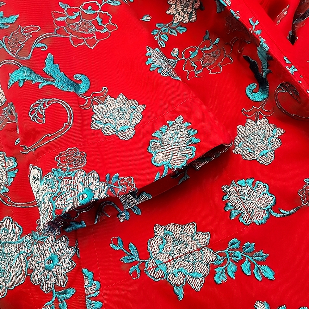 Johnny Was Floral Embroidered Coat Red Medium Like New *RARE FIND* - Picture 15 of 16
